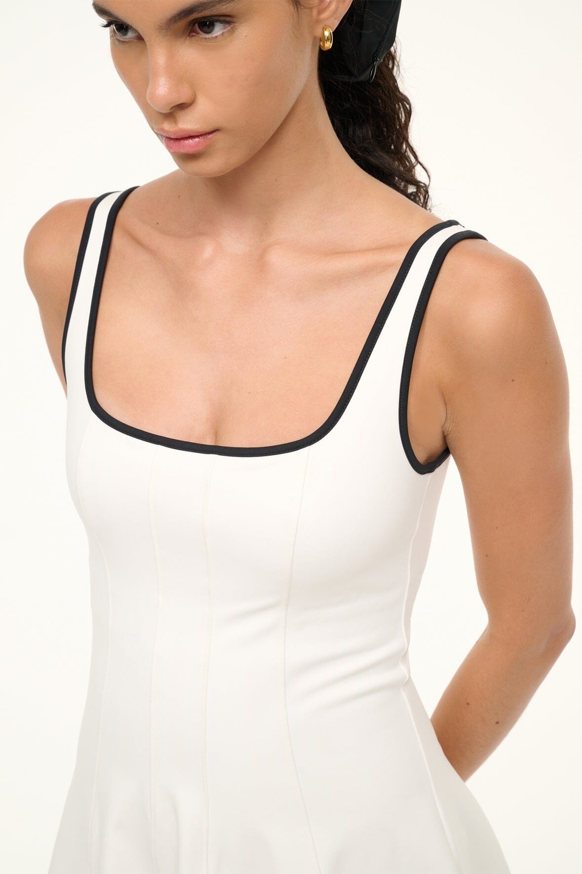 STAUD WELLS MINI SPORT DRESS IVORY BLACK - 5