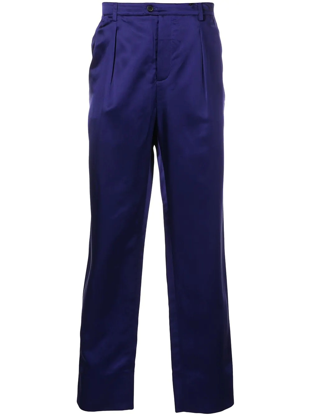 mid-rise silk straight leg trousers - 1