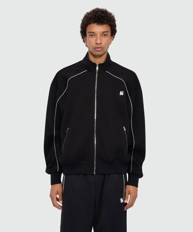 MSGM Black double pique sweatshirt with contrast inserts and MWAVE embroidery on the chest outlook