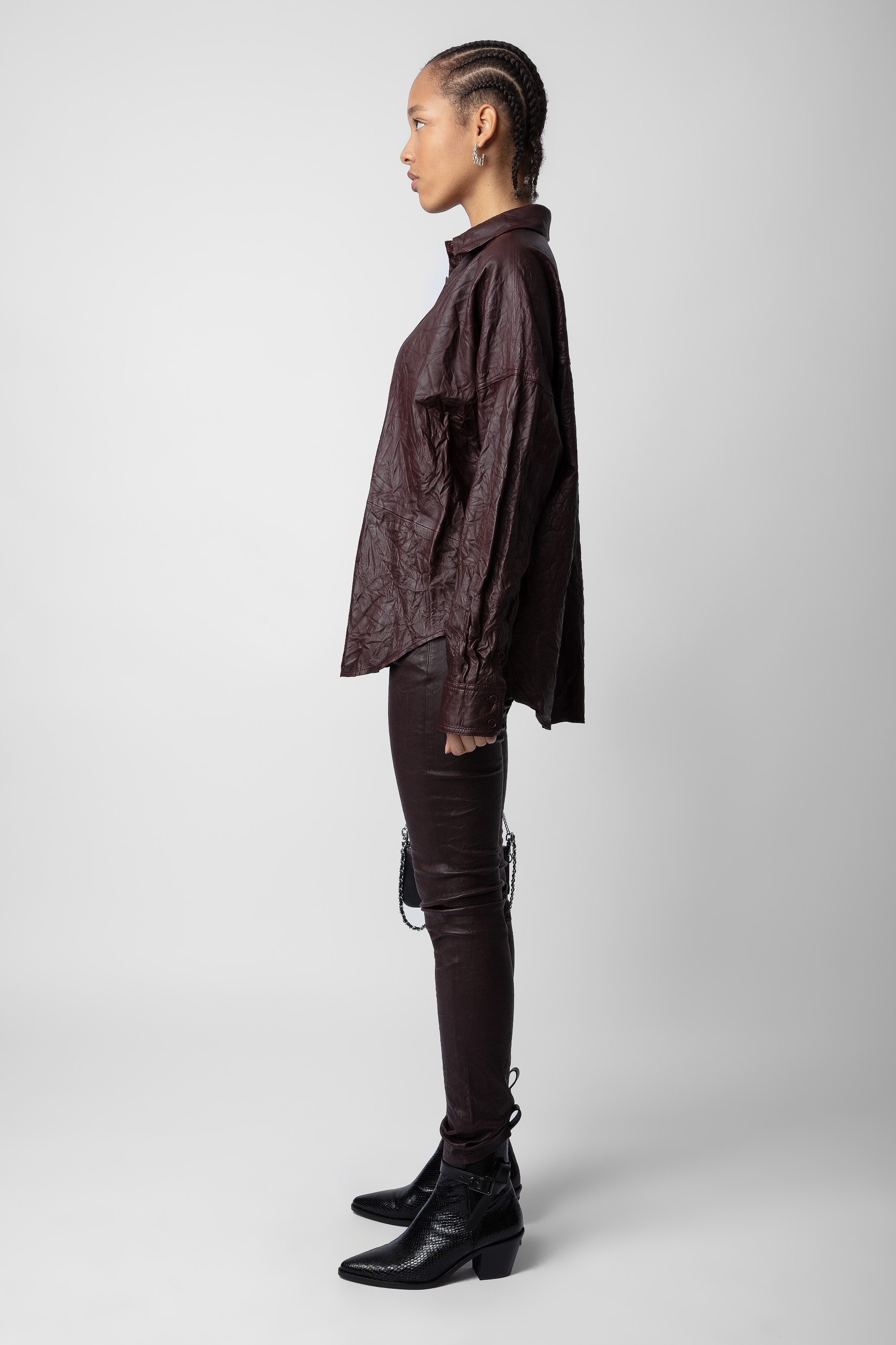Tamara Crinkled Leather Shirt - 4