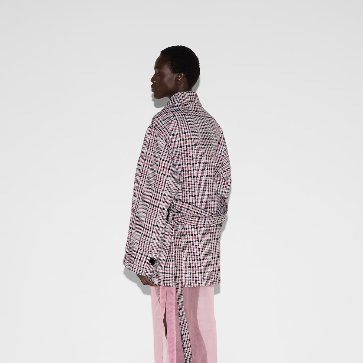 Check wool crêpe jacket - 4