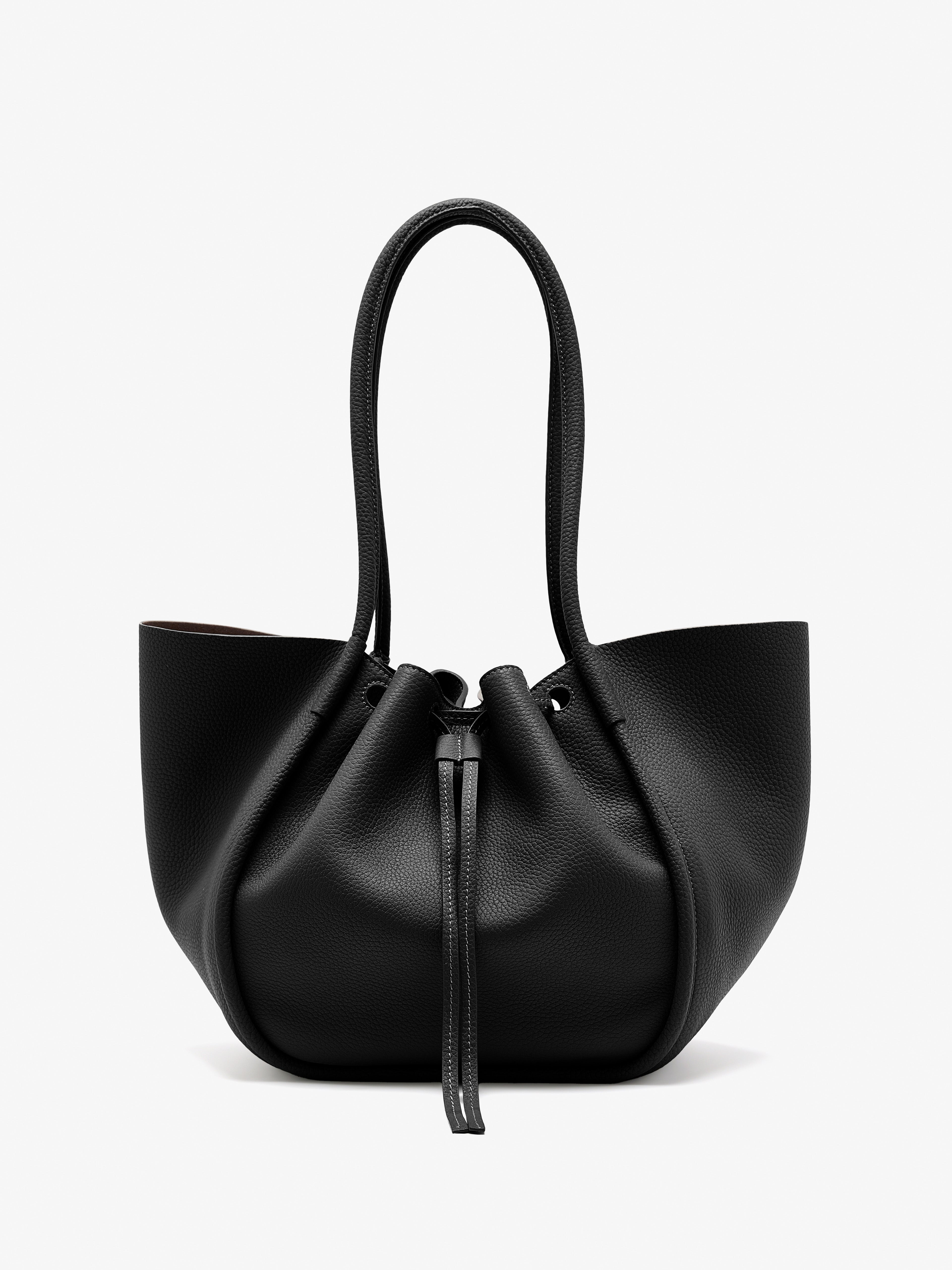Large Ruched Tote in Soft Pebbled Calf - 4