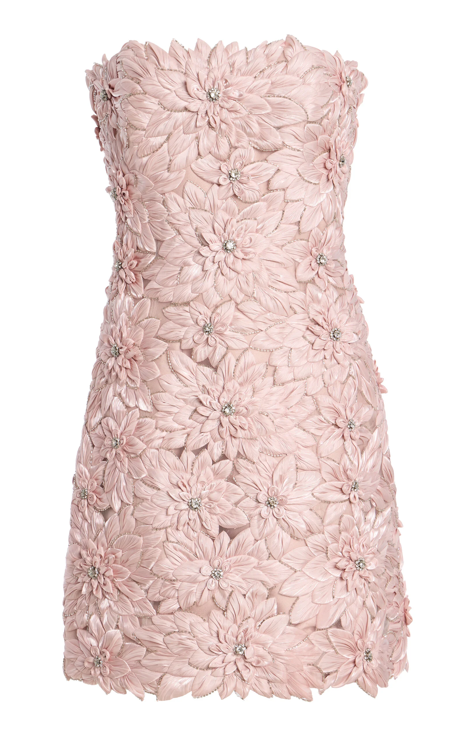 Leya Petal-Embellished Satin Mini Dress - 1