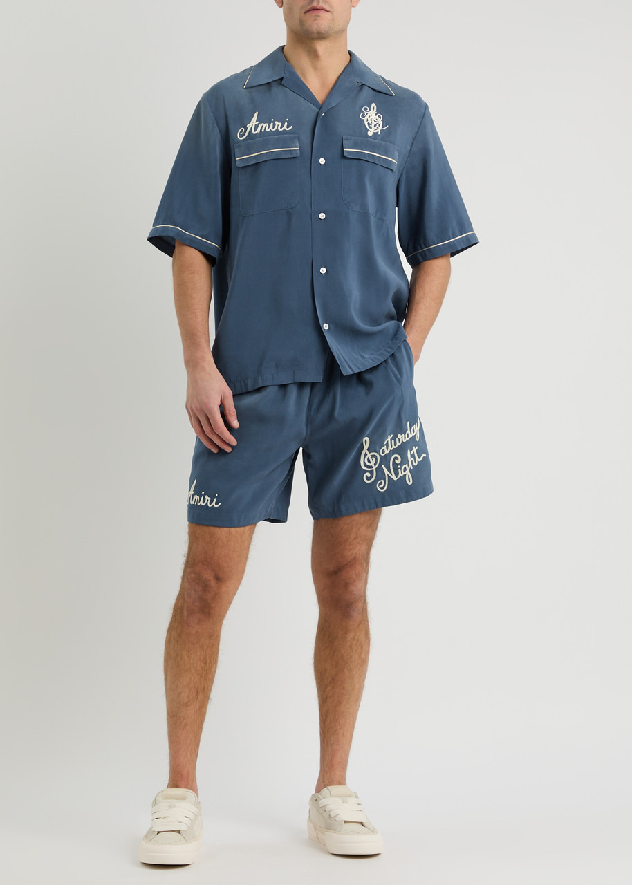 Amiri Saturday Night Embroidered Woven Shorts - 4