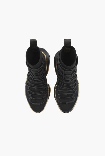 Black knit lace-up B-Bold high-top sneakers - 4