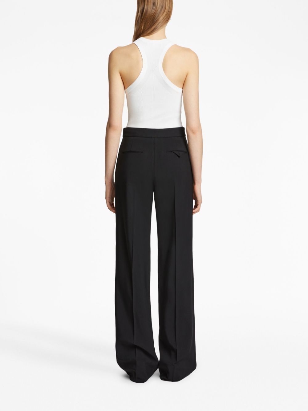 crepe pressed-crease tailored trousers - 4