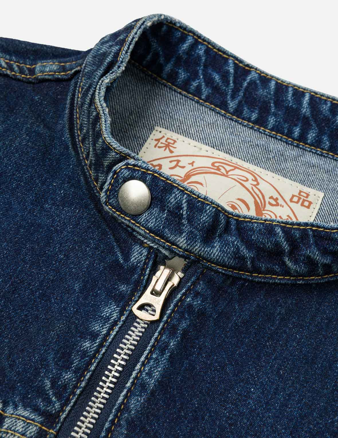 Seagull Embroidery Regular Fit Denim Rider Jacket - 7