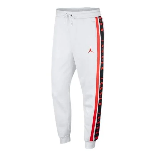 Men's Air Jordan Printing Pattern Loose Fleece Lined Sports Pants/Trousers/Joggers White BQ5664-100 - 1