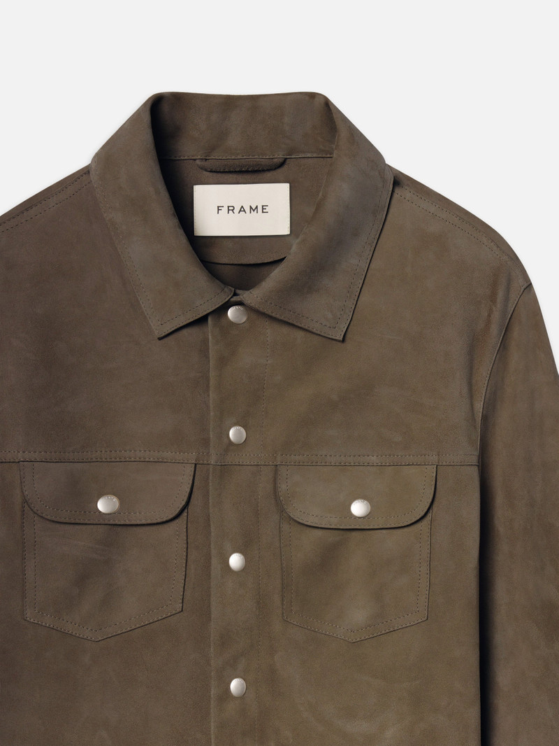 FRAME Suede Trucker Jacket in Mocha outlook