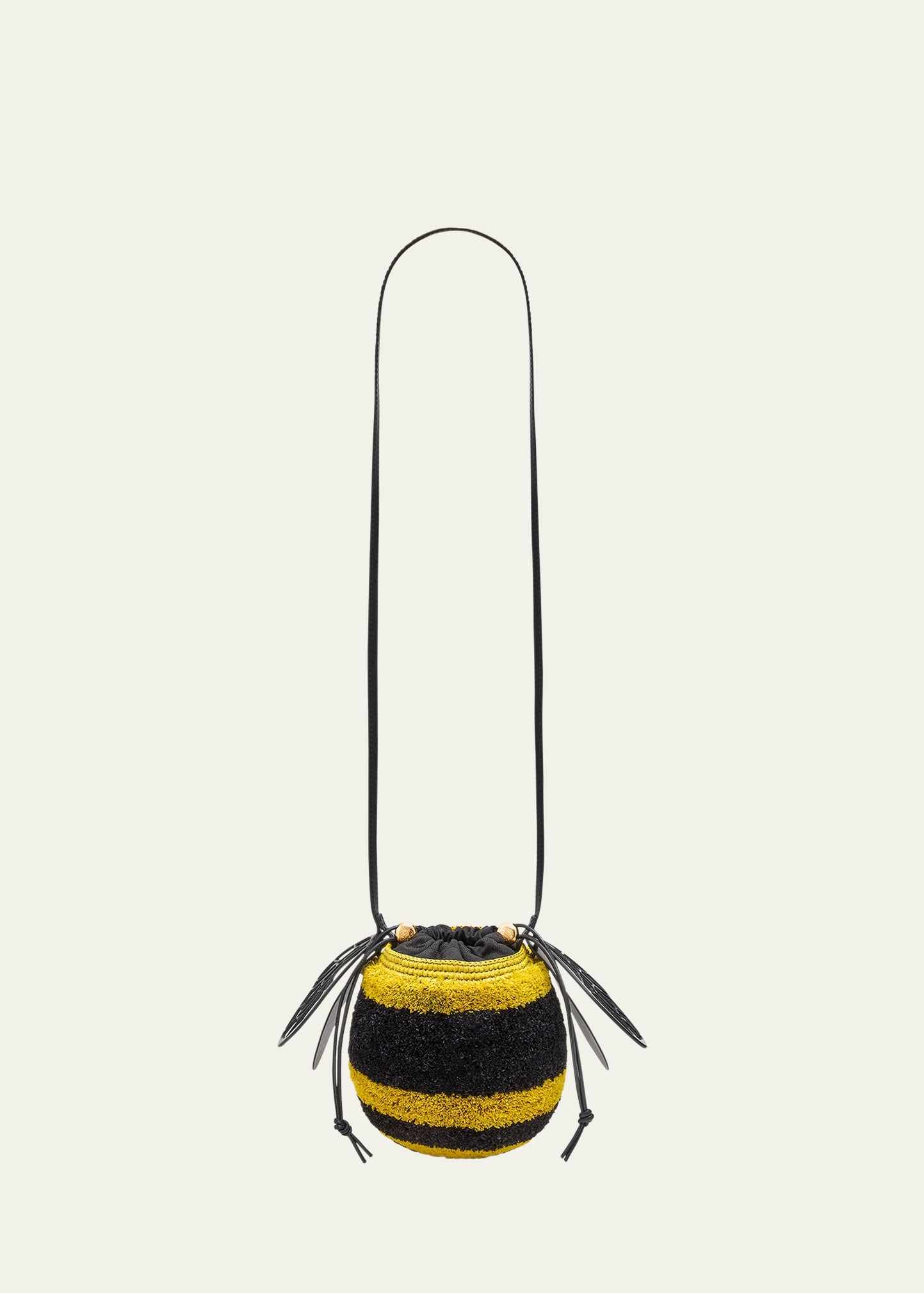 Bee Basket Bucket Bag in Raffia and Leather - 1
