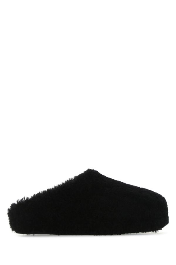 Amina Muaddi Woman Black Shearling Giuly Slippers - 1