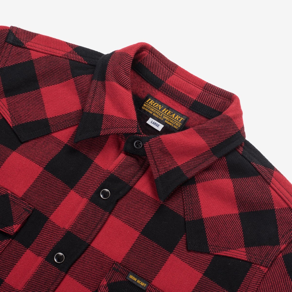 IHSH-232-RED Ultra Heavy Flannel Buffalo Check Western Shirt - Red/Black - 5