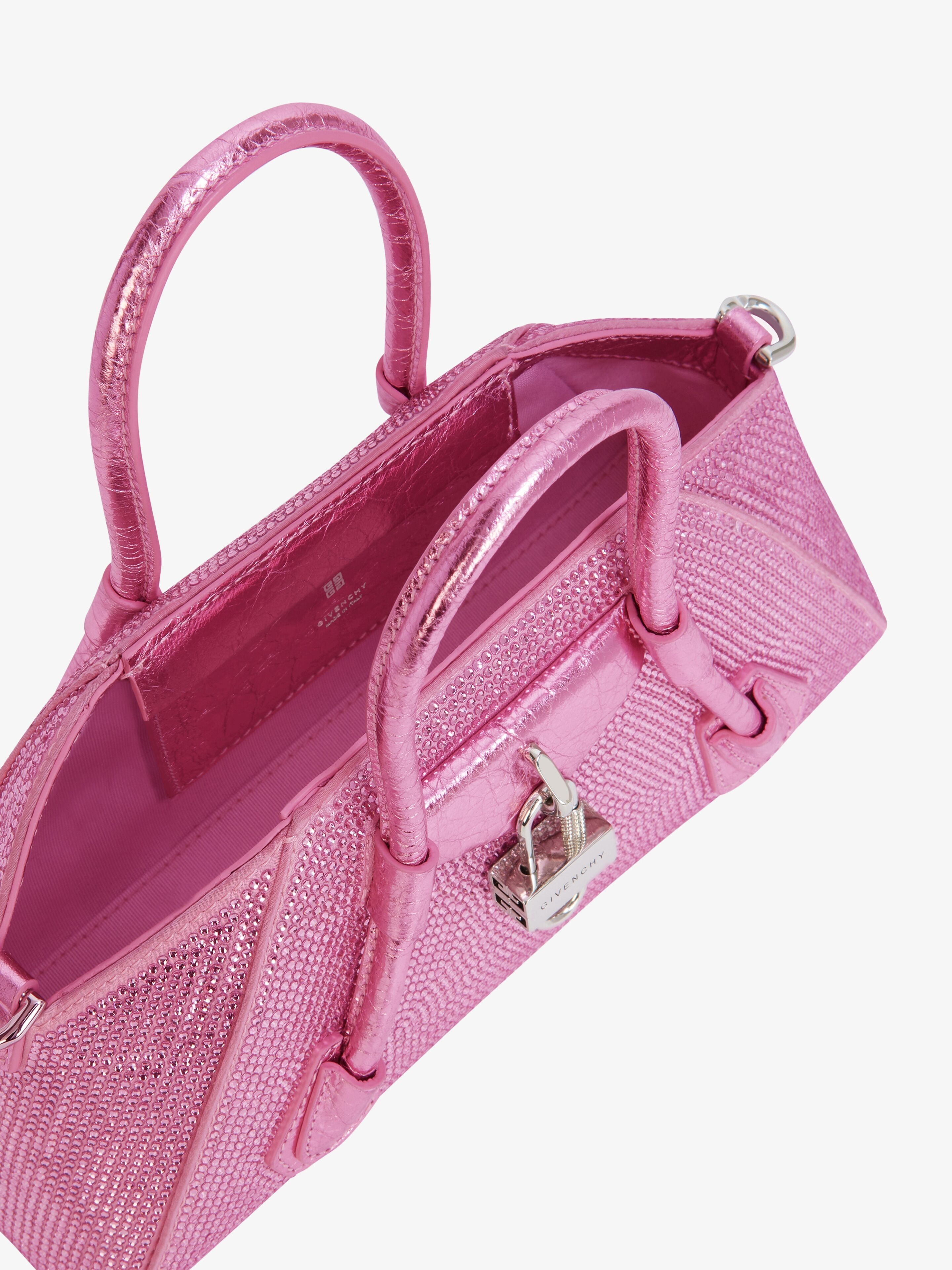 MINI ANTIGONA STRETCH BAG IN SATIN AND STRASS - 5