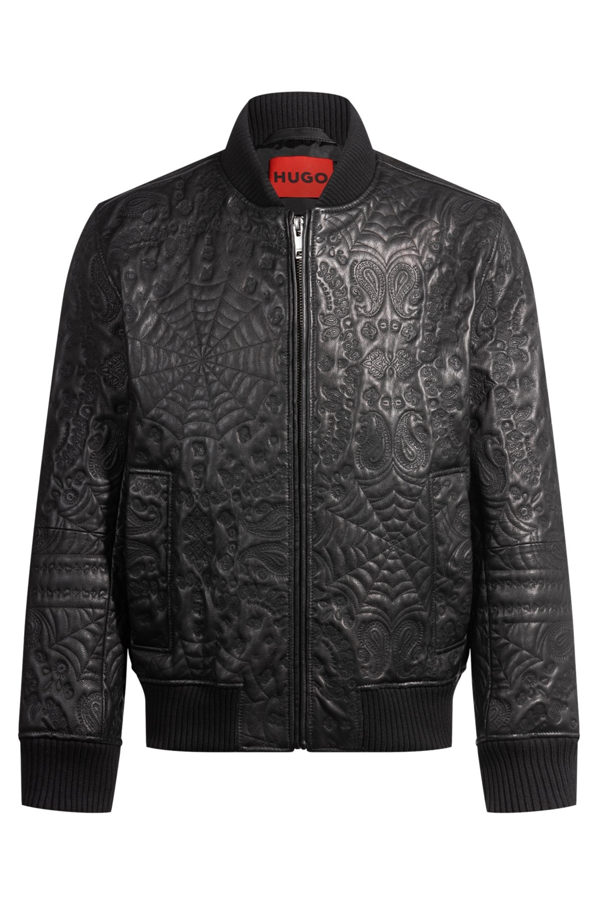 LEATHER JACKET WITH SPIDERWEB AND BANDANNA PATTERN - 1