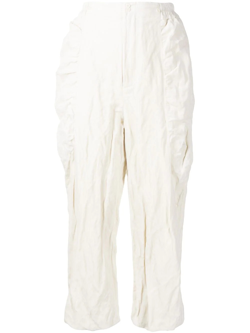 crinkled straight-leg trousers - 1