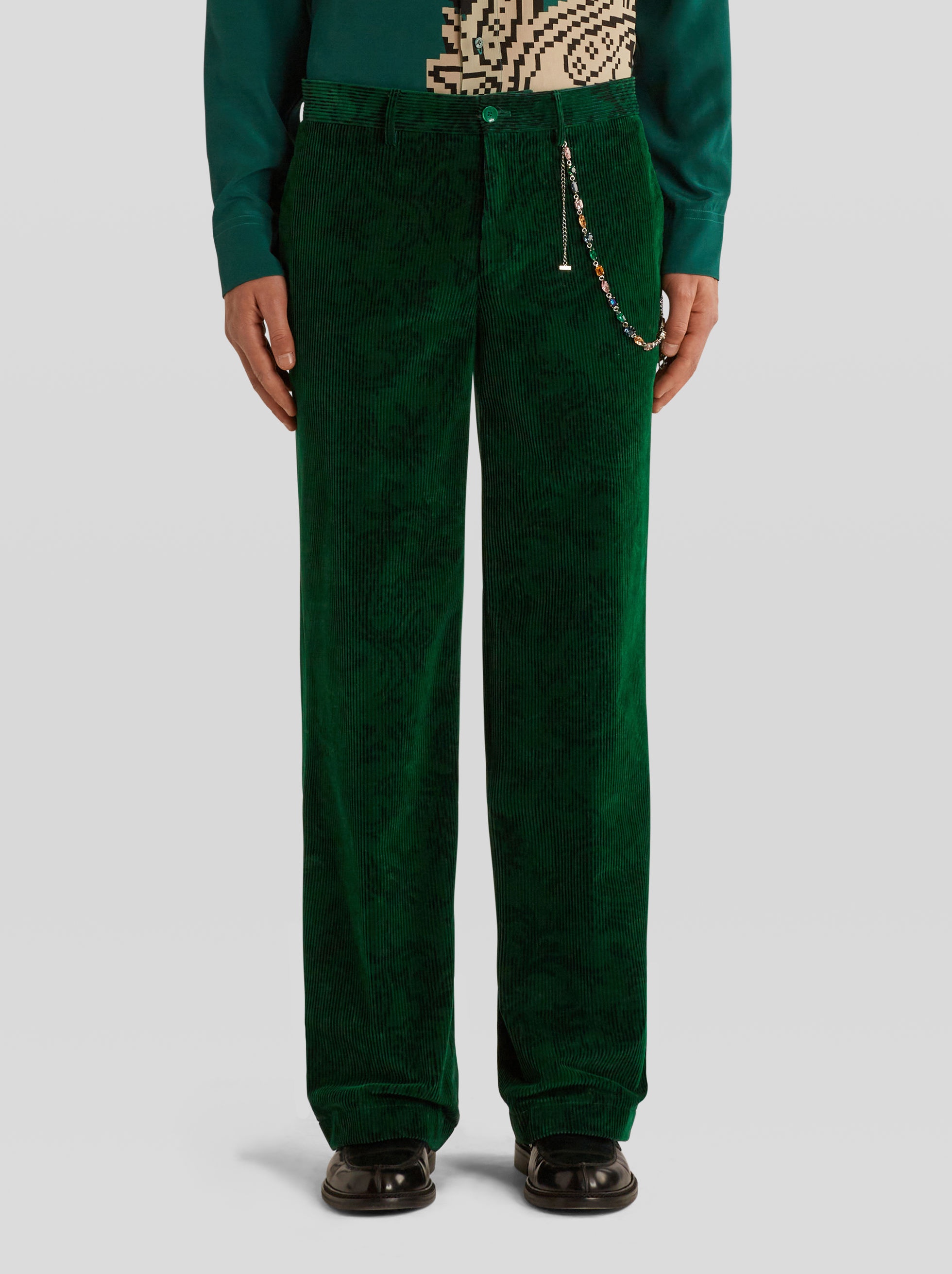 LEAFY PAISLEY VELVET TROUSERS - 2