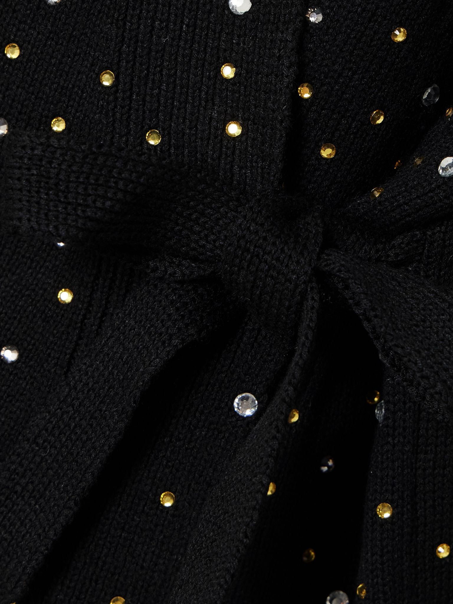 Oak crystal-embellished knitted wrap cardigan Black - 4