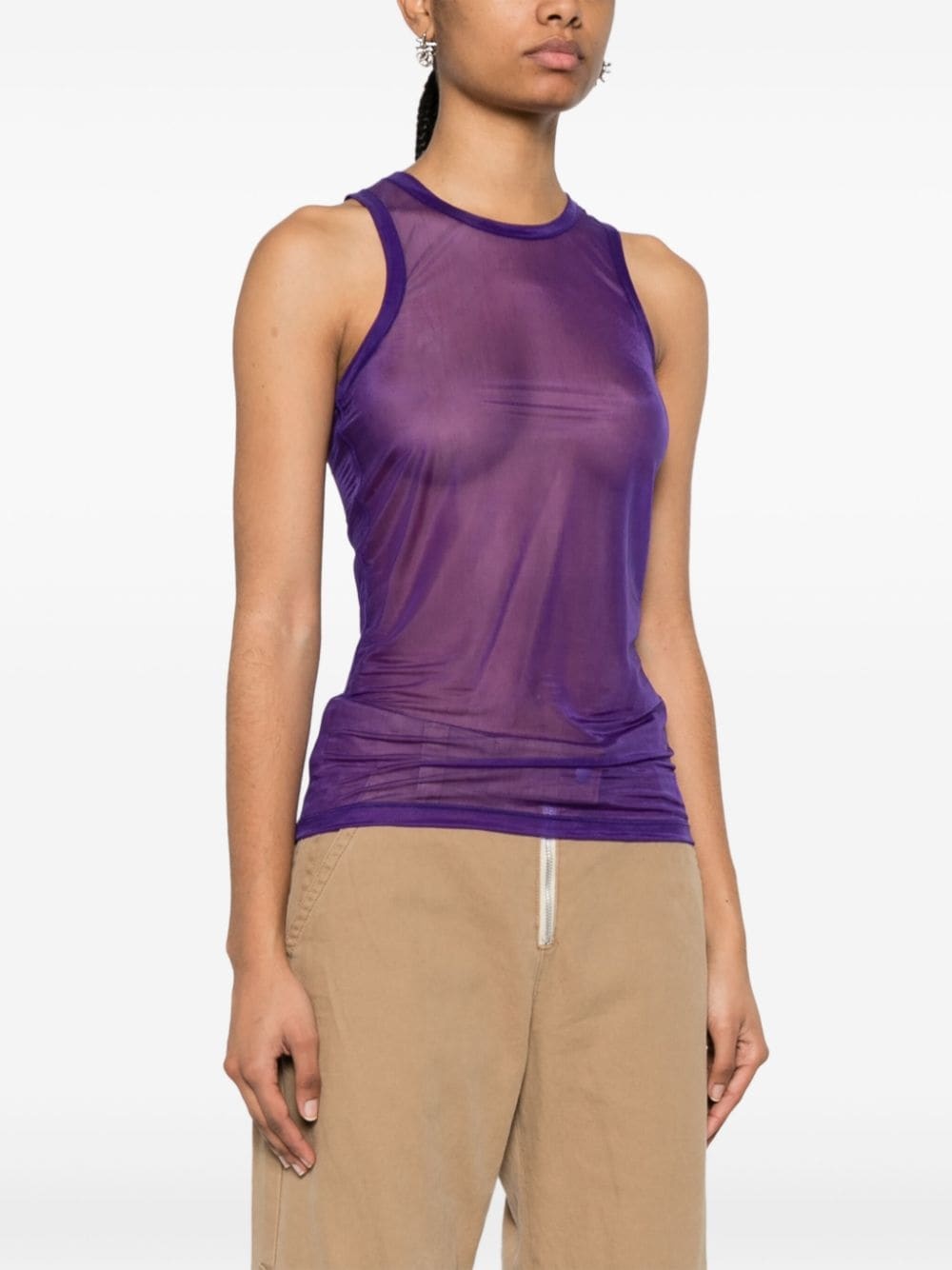 logo-embroidered sleeveless top - 3