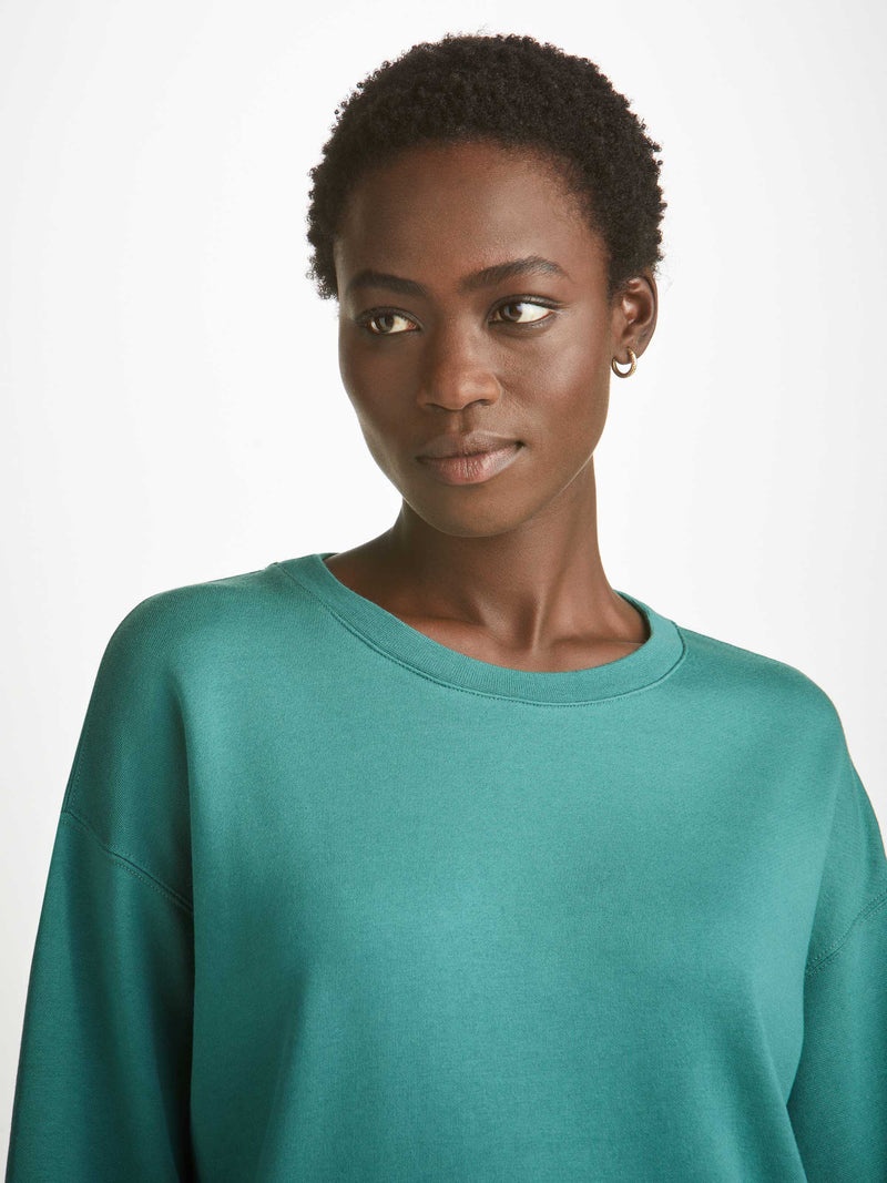 Women's Sweatshirt Quinn Cotton Modal Stretch Teal - 2
