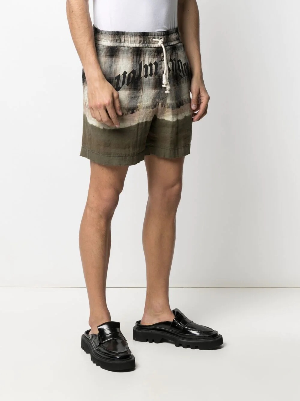 plaid-check print track shorts - 3