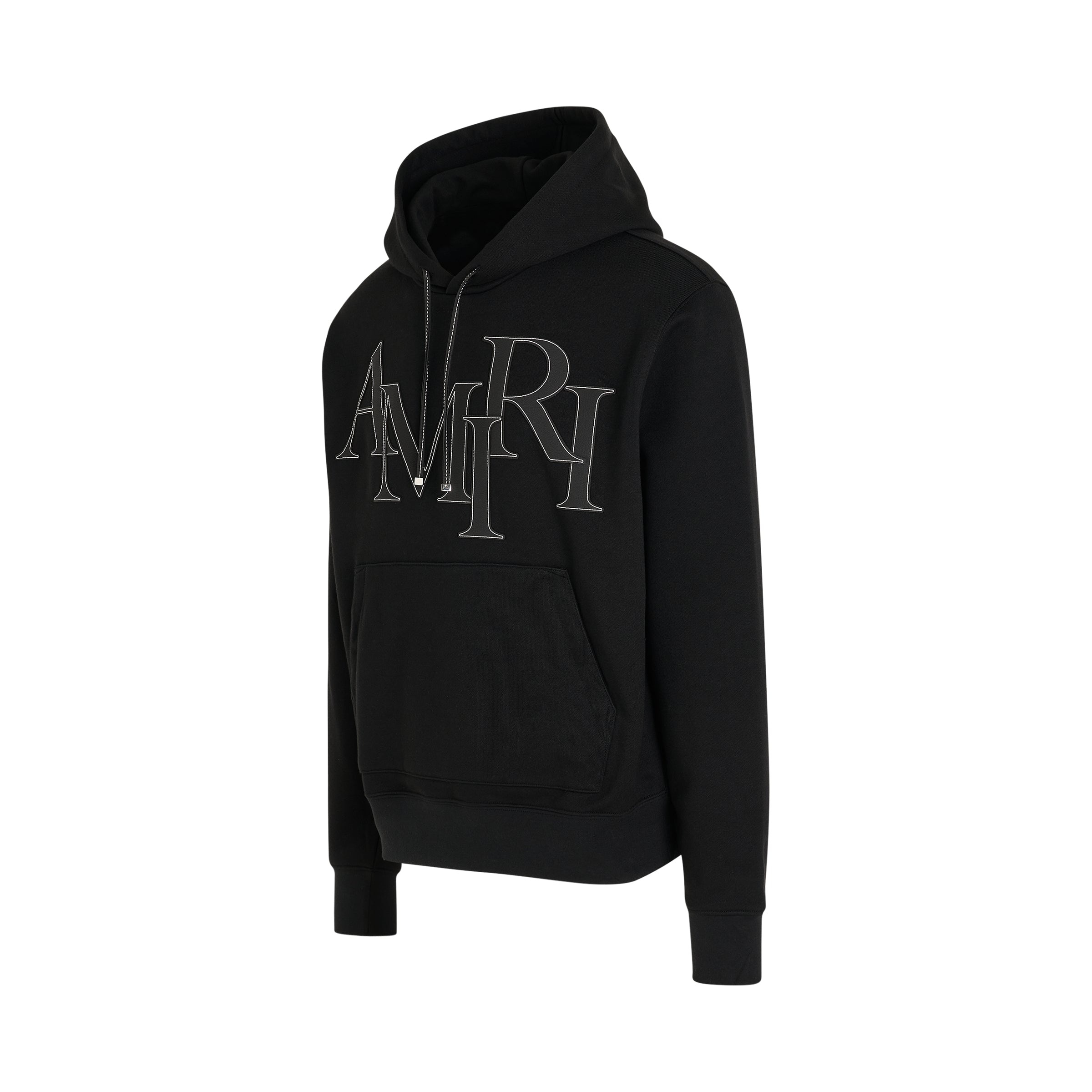 Staggered Logo Hoodie in Black - 2