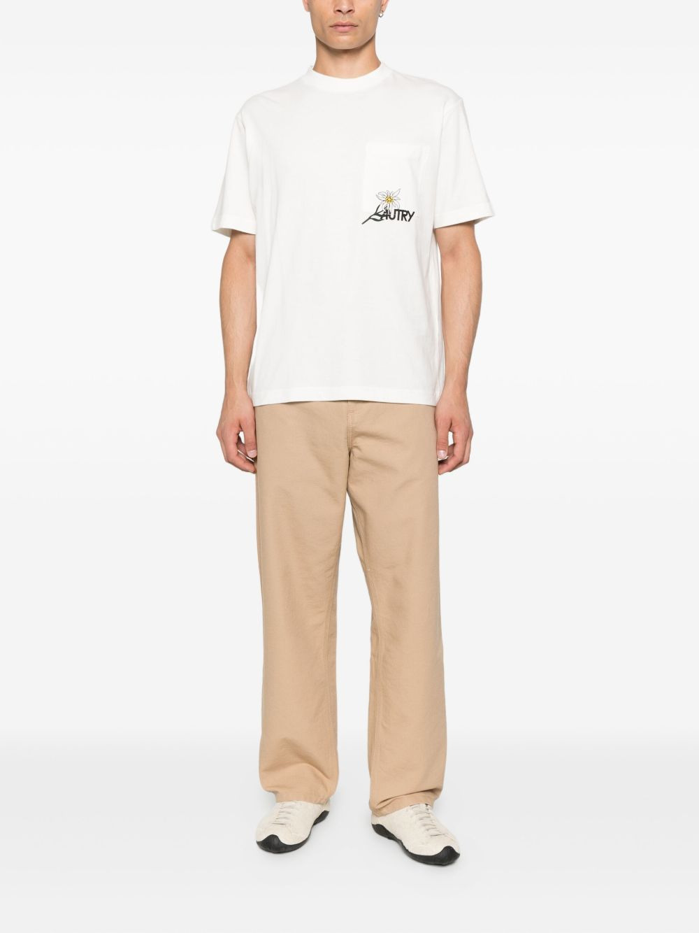 flower-embroidered pocket T-shirt - 2