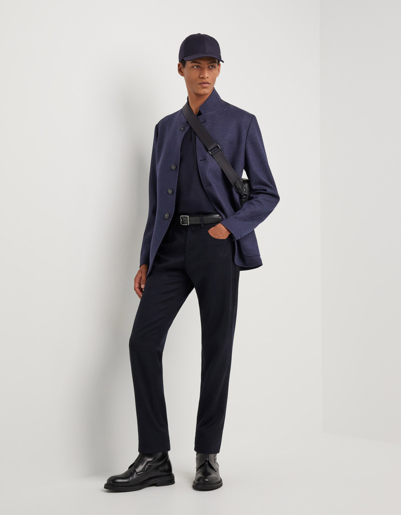 Canali NAVY BLUE FIVE POCKET FLANNEL IMPECCABILE WOOL PANTS outlook