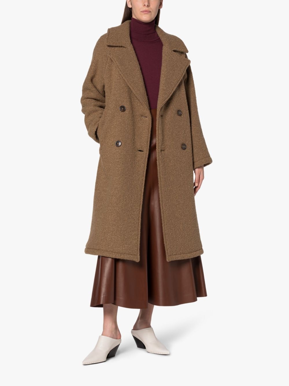 ROBINA BEIGE VIRGIN WOOL BLEND DOUBLE BREASTED COAT - 2