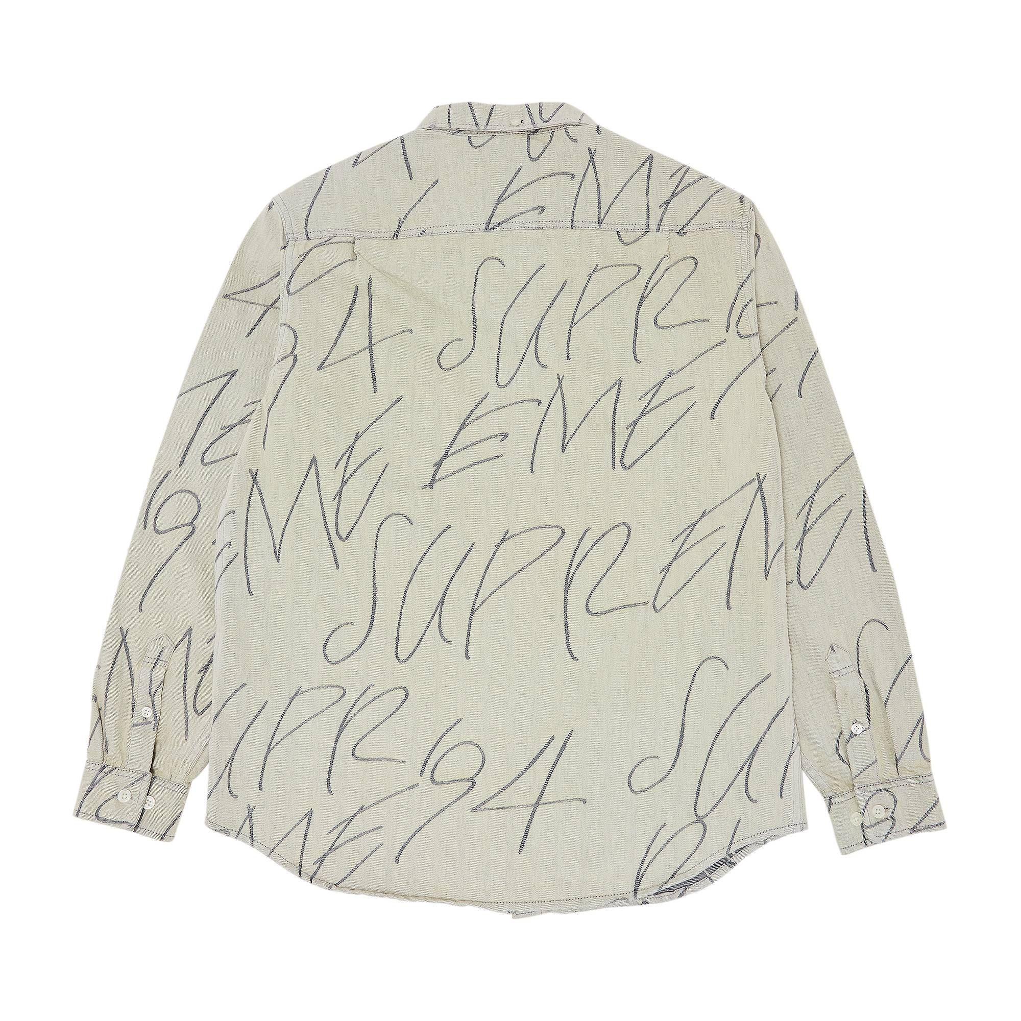 Supreme Handwriting Jacquard Denim Shirt 'Dirty' - 2