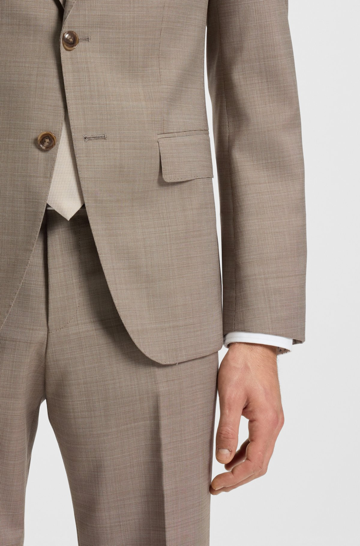 SLIM-FIT THREE-PIECE SUIT IN MICRO-PATTERNED WOOL - 5