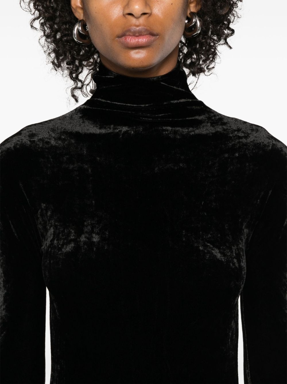 velvet draped maxi dress - 5
