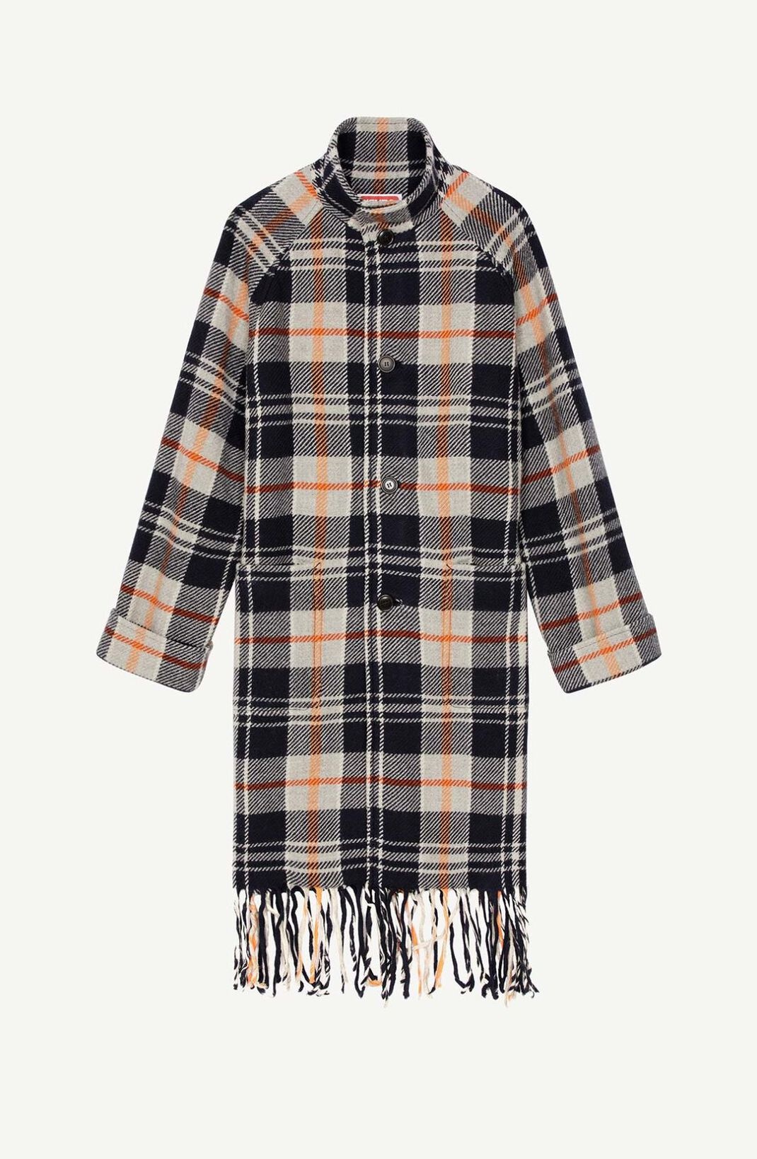 Fringed checked coat - 1