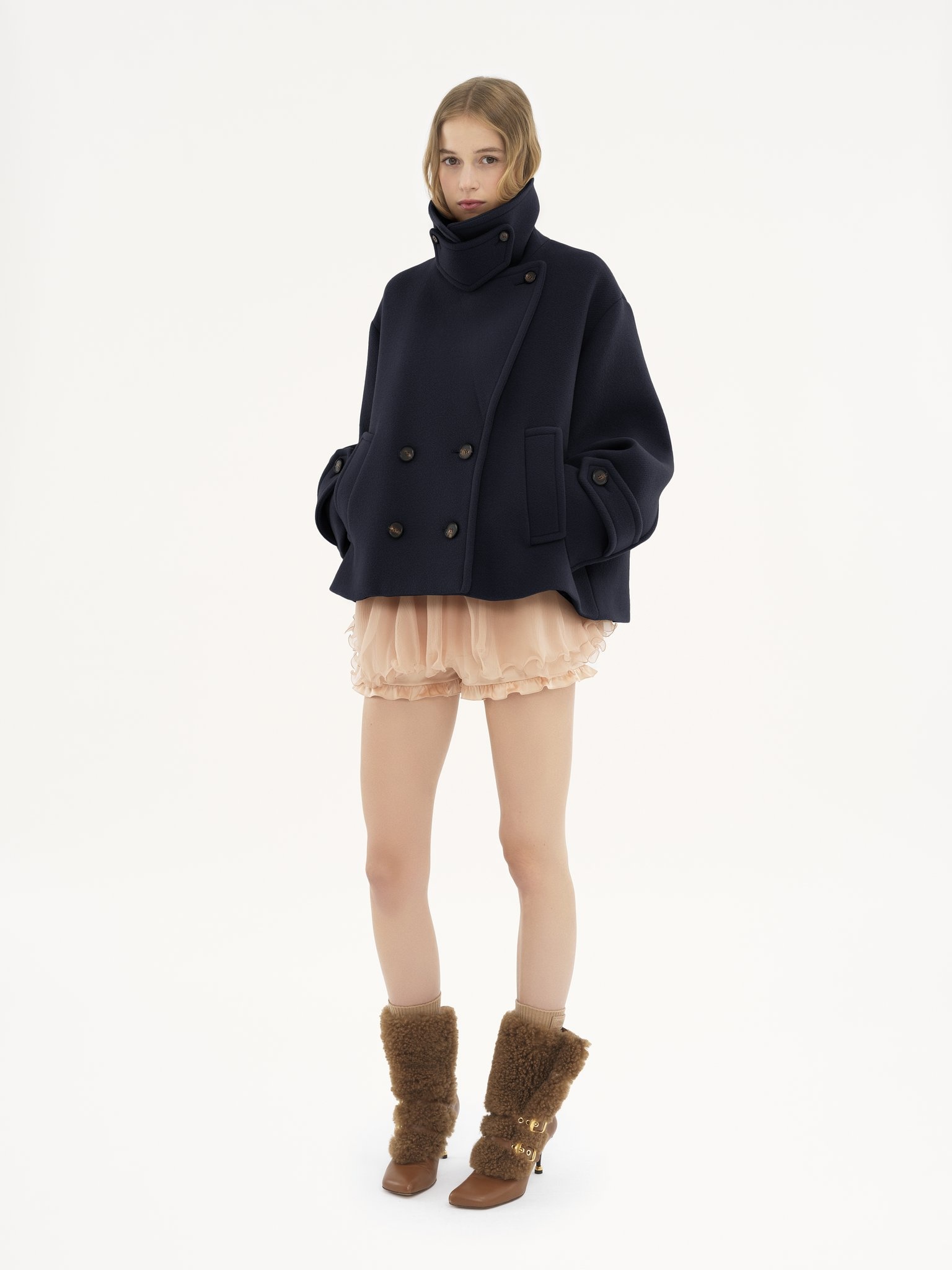 OVERSIZED SHORT COAT IN WOOL - 3