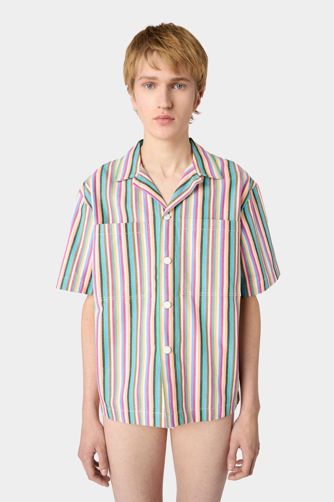 POCKET SHORTSLEEVE SHIRT / multicolor stripes - 3