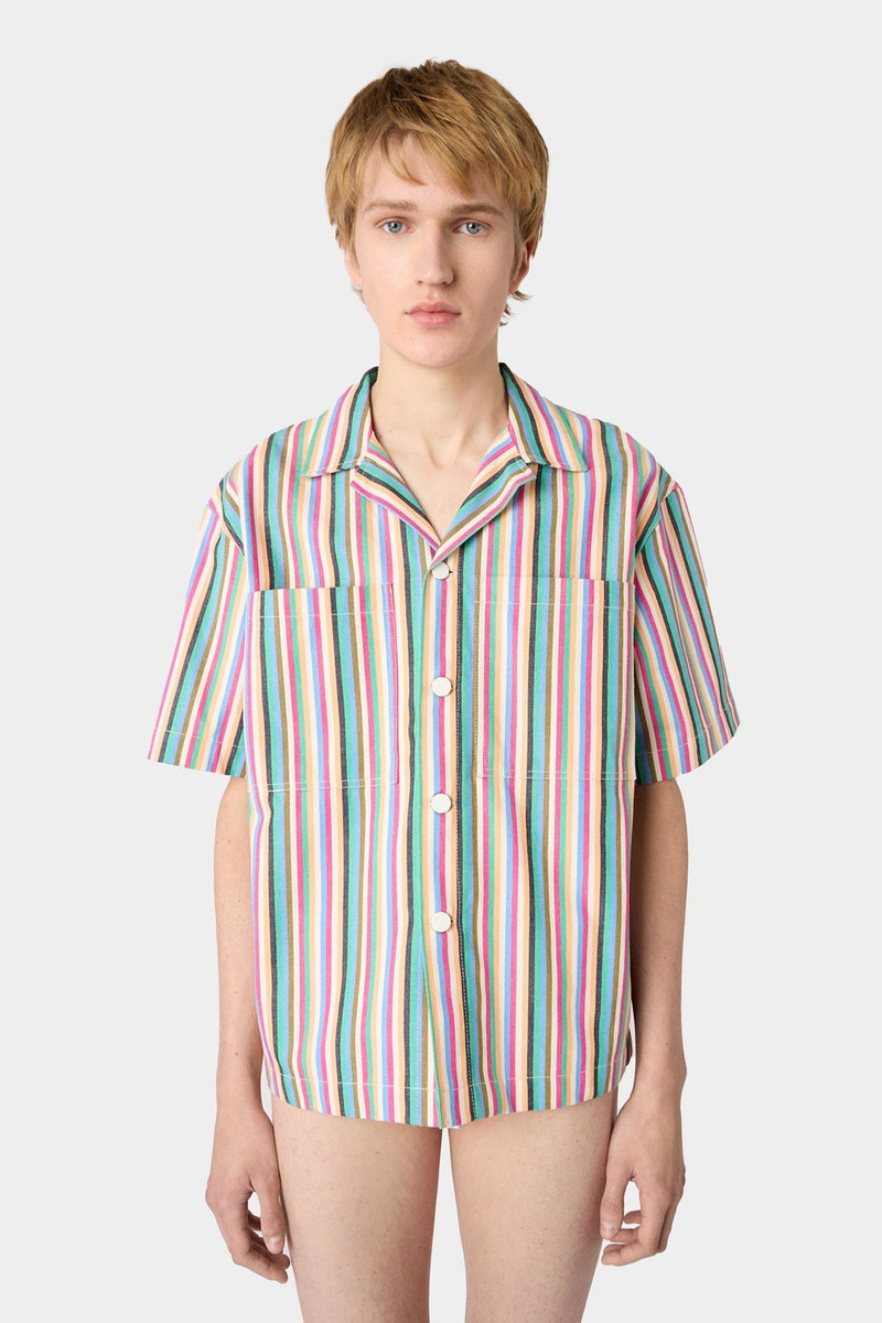 POCKET SHORTSLEEVE SHIRT / multicolor stripes 3
