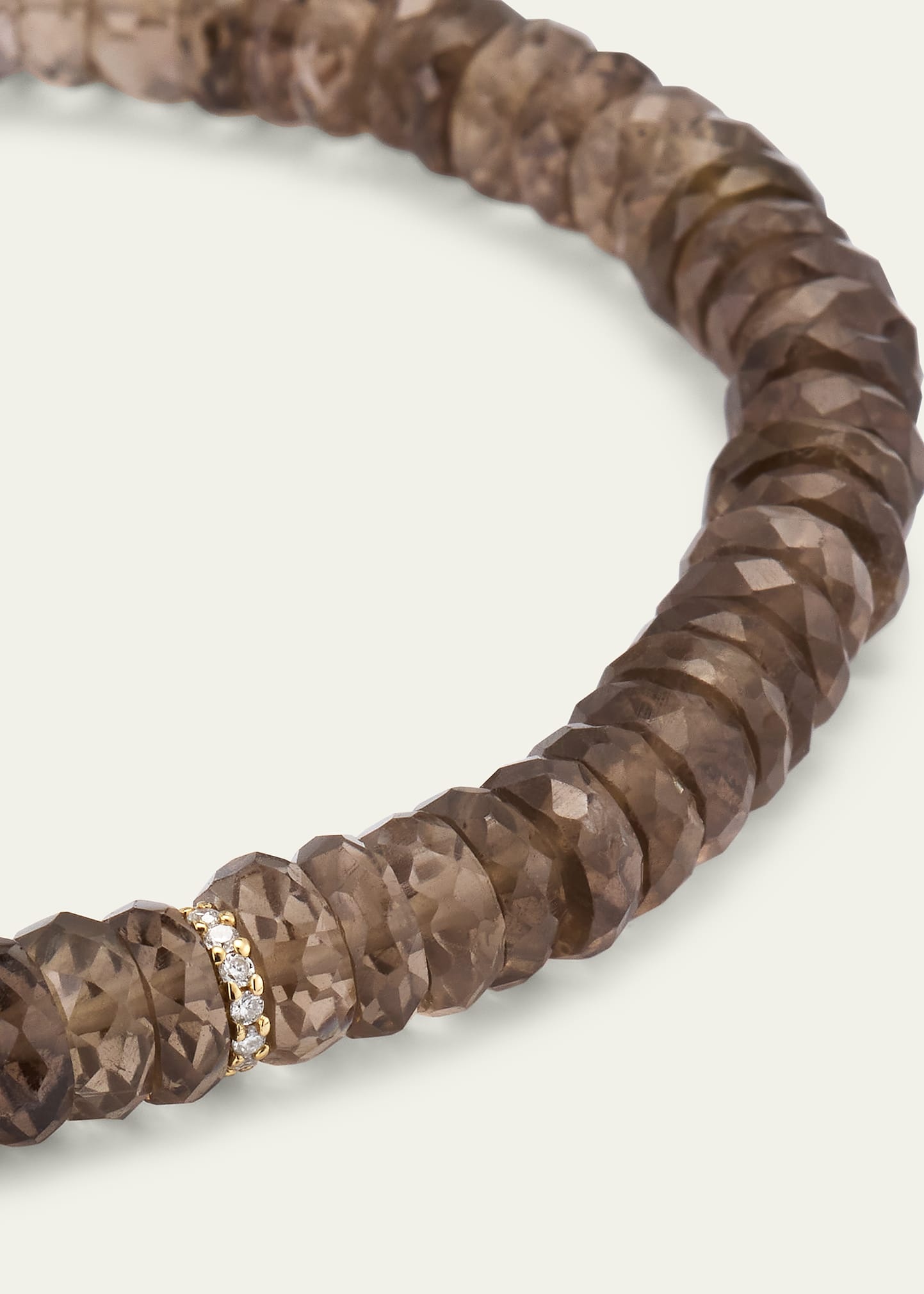 Diamond Rondelle & Faceted Smokey Topaz Bead Bracelet - 3