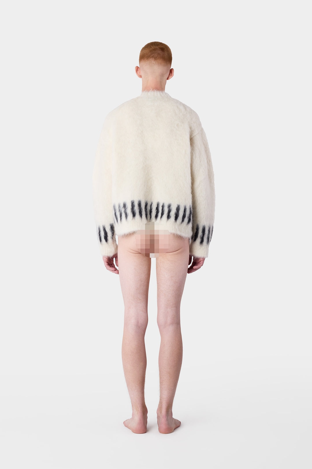 HAIRY KNIT ROUND NECK SWEATER / off white - 7
