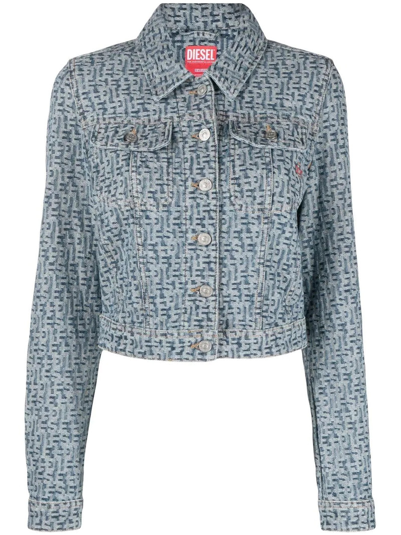 monogram-print denim jacket 1