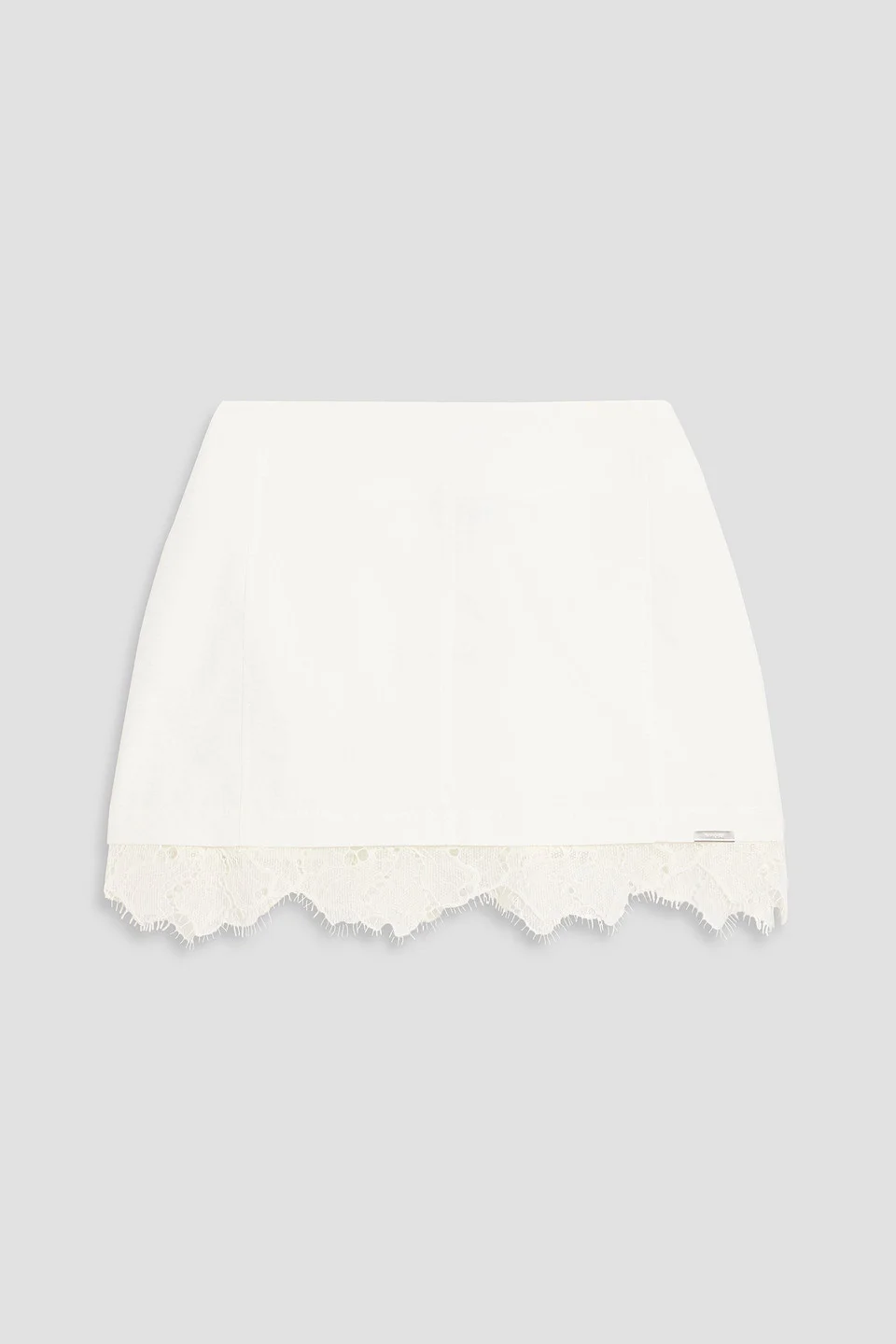 Lace-trimmed cotton-blend faille mini skirt - 1
