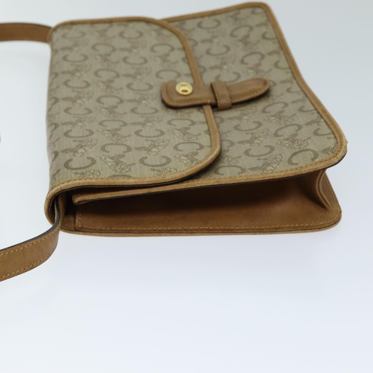 CELINE C Macadam Canvas Shoulder Bag Beige - 4