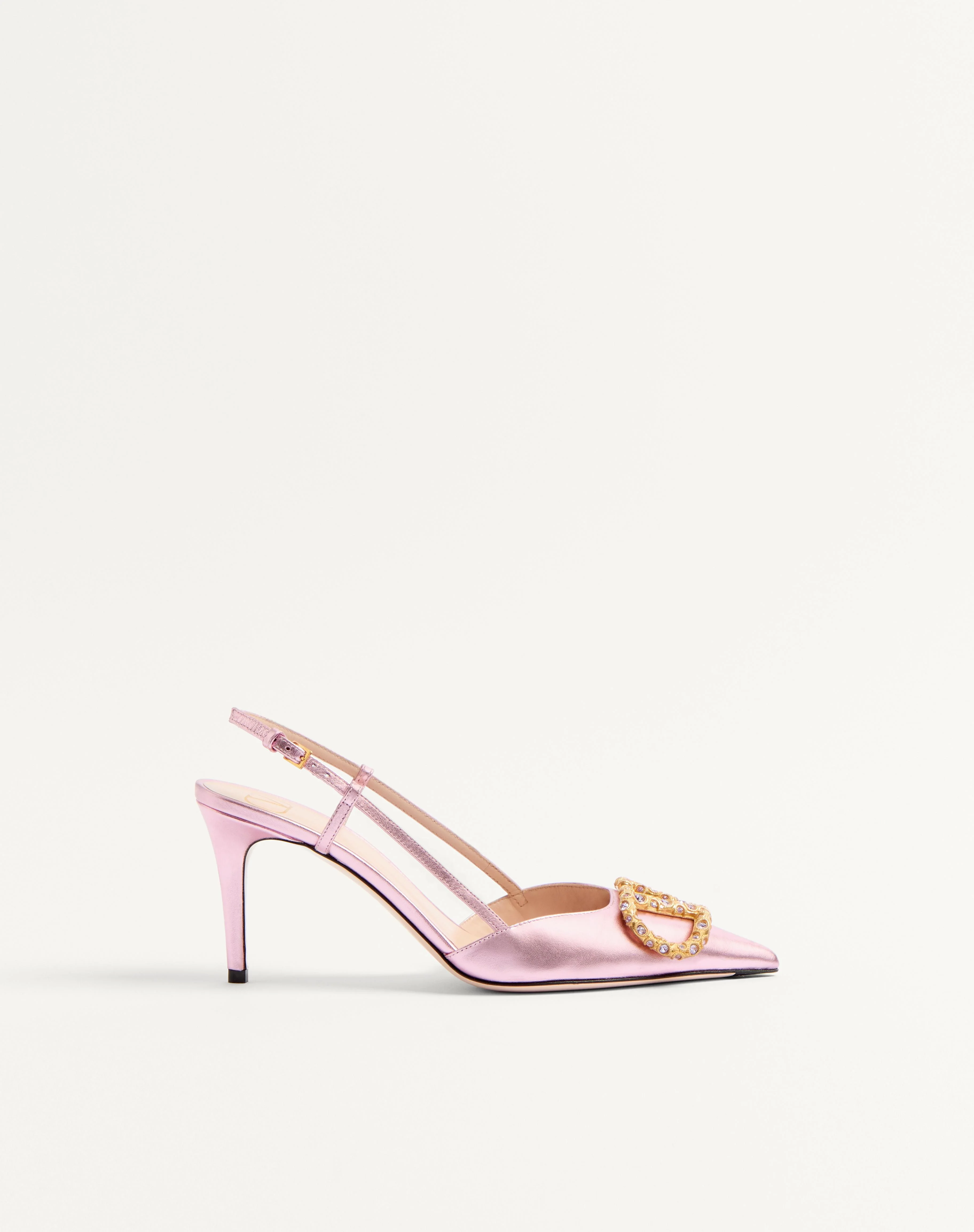 VLOGO SIGNATURE SLINGBACK PUMP IN LAMINATED NAPPA LEATHER 80MM - 1