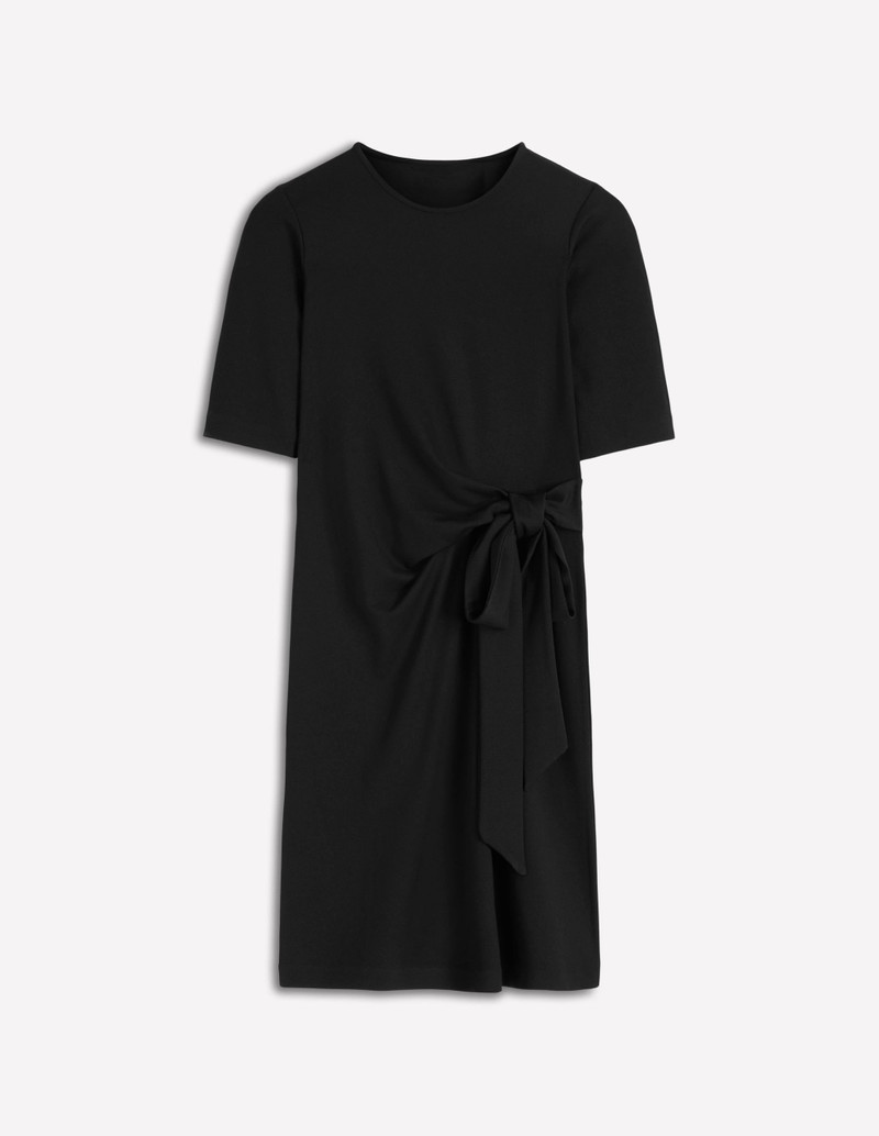 Zinnia Tie Jersey Short Dress-Black 1