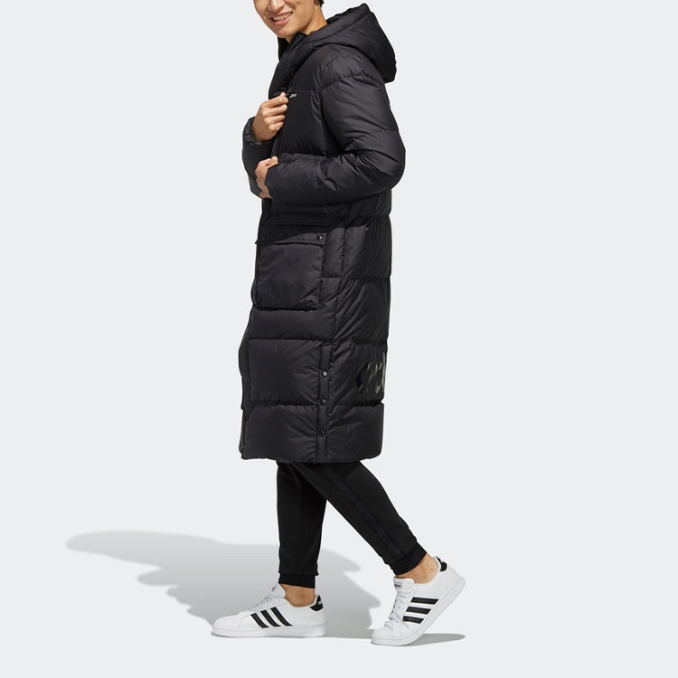 adidas neo High Collar Long Down Jacket Black EI4436 - 5