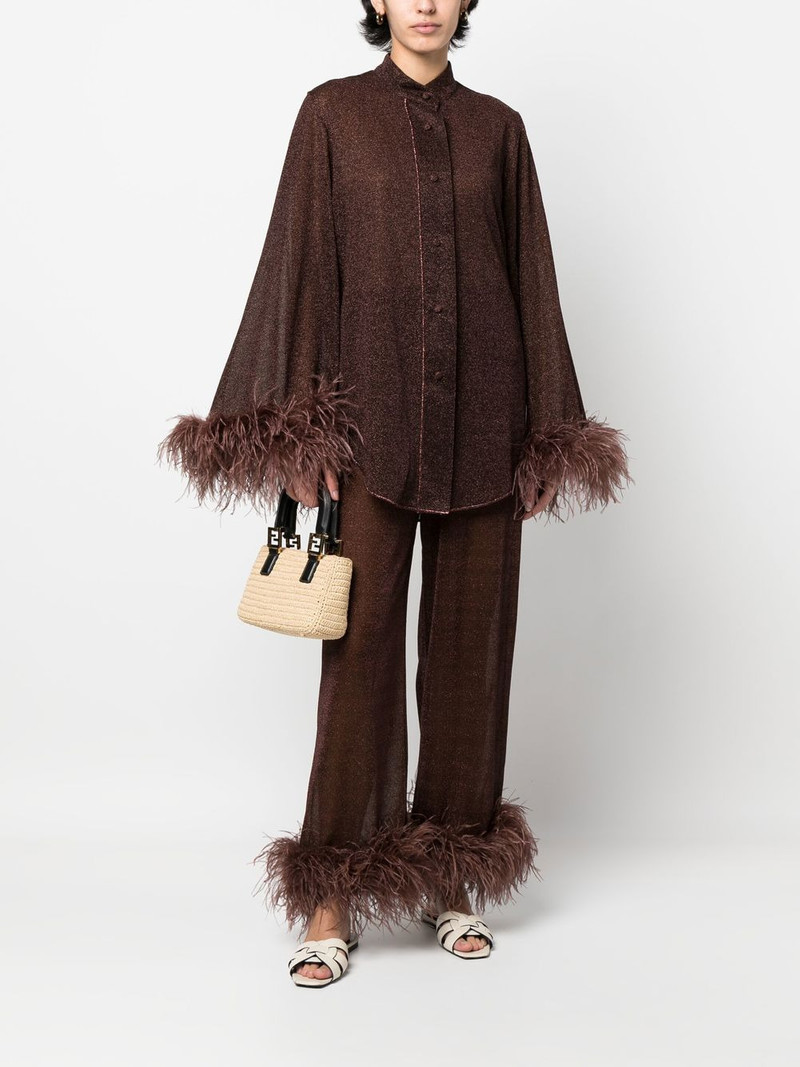 Oséree feather-trim detail blouse outlook