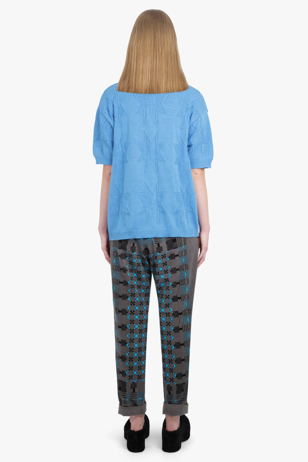 STARFISH JACQUARD HALF KNIT CARDIGAN | BLUE - 5
