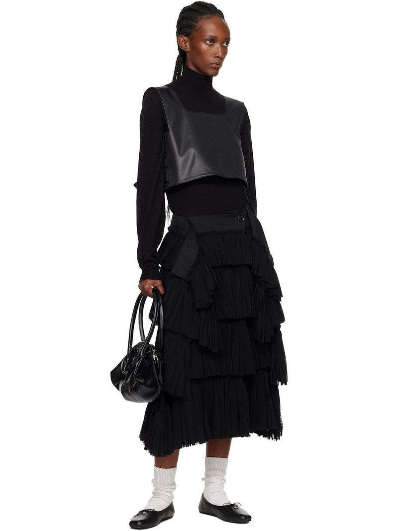 TAO Comme Des Garçons Black Pleated Yarn Dyed Tulle Midi Skirt outlook