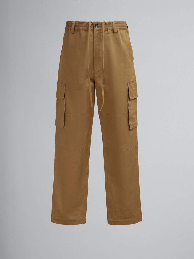 GREEN ORGANIC GABARDINE CARGO PANTS - 1