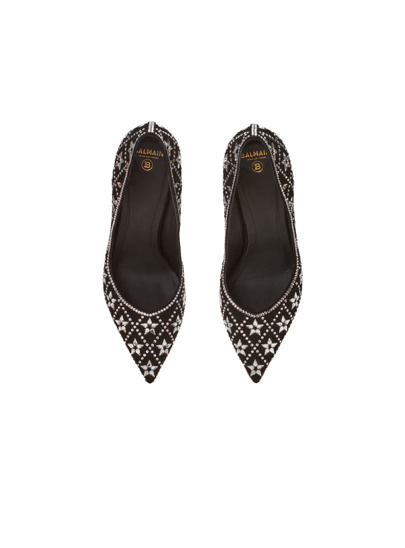 Ruby suede and crystal pumps 3