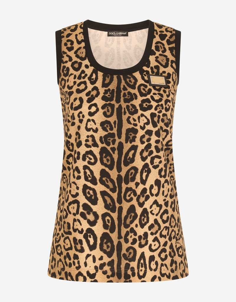 Leopard-print jersey tank top 1