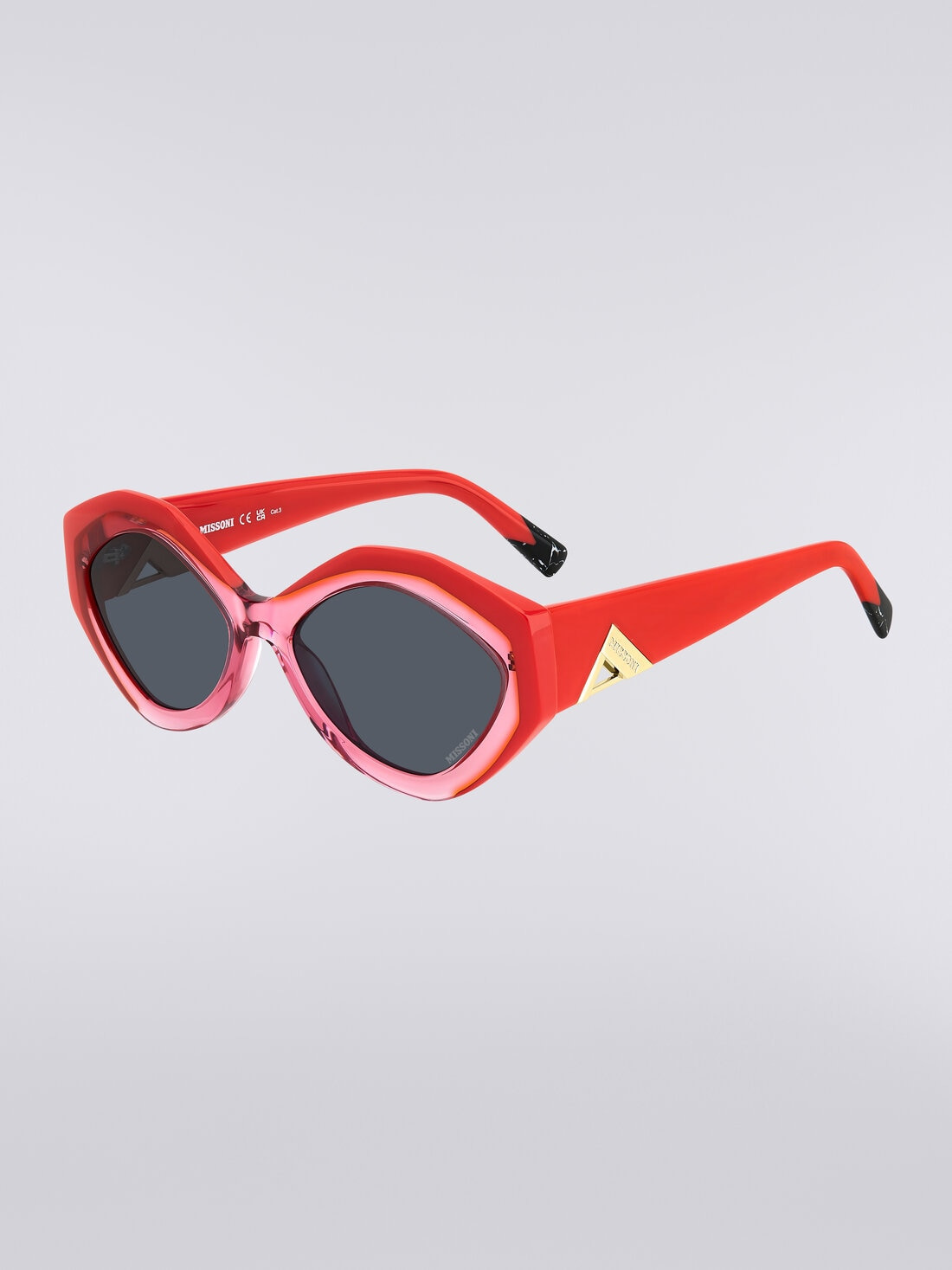 Oval-shaped sunglasses with metal logo application - 2